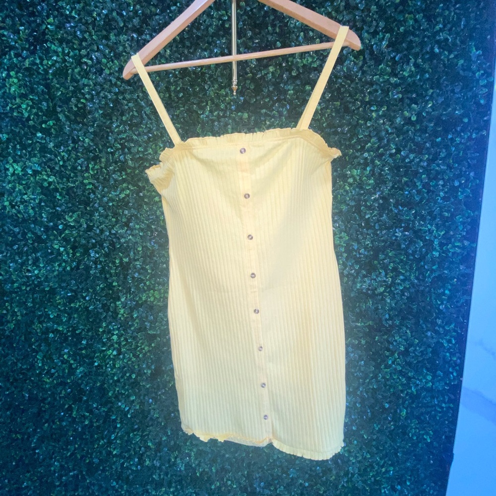 Cream‎ Ruffled Buttoned Tank Top dress